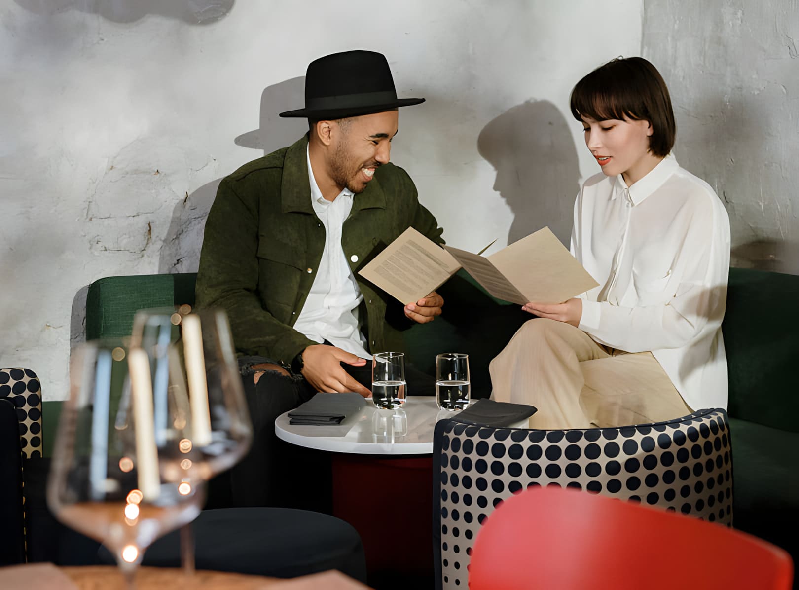 People meeting in a warm, intimate venue